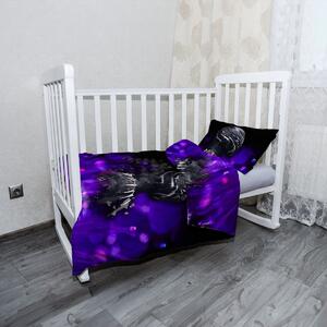 Sablio Mikroplyšové detské obliečky do postieľky BLACK PANTHER Fialová luminiscencia - 120x90 / 40x60