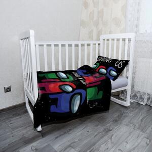 Sablio Mikroplyšové detské obliečky do postieľky AMONG US Čierny vesmír - 120x90 / 40x60