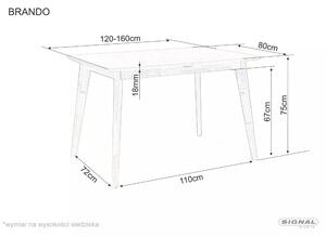 Signal Jedálenský stôl rozkladací BRANDO dub 120x80