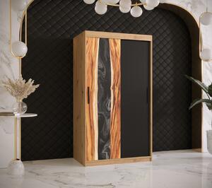 Šatníková skriňa s posuvnými dverami STACY 1 - šírka 100 cm, dub artisan / čierna