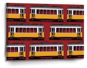 Sablio Obraz Lisabonské historické električky Červený Pattern - 90x60 cm