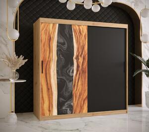 Šatníková skriňa s posuvnými dverami STACY 1 - šírka 180 cm, dub artisan / čierna
