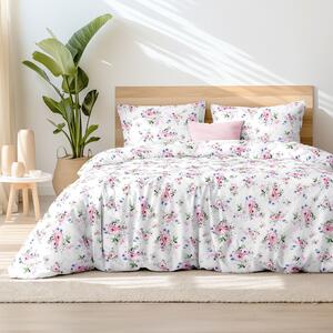 Goldea bavlnené posteľné obliečky - ružové sakury s lístkami 200 x 200 a 2ks 70 x 90 cm (šev v strede)