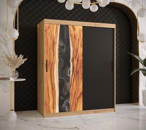 Šatníková skriňa s posuvnými dverami STACY 1 - šírka 150 cm, dub artisan / čierna