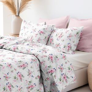 Goldea bavlnené posteľné obliečky - ružové sakury s lístkami 220 x 200 a 2ks 70 x 90 cm (šev v strede)