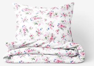 Goldea bavlnené posteľné obliečky - ružové sakury s lístkami 140 x 220 a 70 x 90 cm
