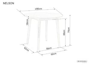 Signal Jedálenský stôl NELSON 90 cm