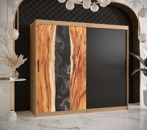 Šatníková skriňa s posuvnými dverami STACY 1 - šírka 200 cm, dub artisan / čierna