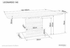 Signal Jedálenský stôl rozkladací LEONARDO biela/nerez