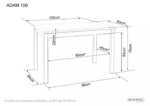 Signal Stôl ADAM biela matná 100x60