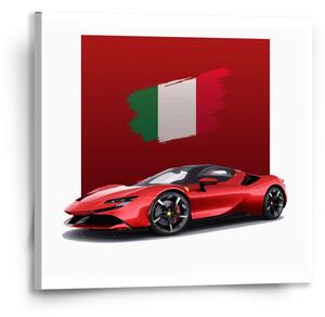 Sablio Obraz Ferrari Talianska vlajka na červenom bloku - 50x50 cm