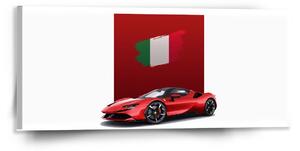 Sablio Obraz Ferrari Talianska vlajka na červenom bloku - 110x50 cm