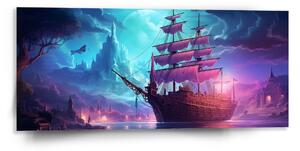 Sablio Obraz Magická plachetnica pod mesiacom - 110x50 cm