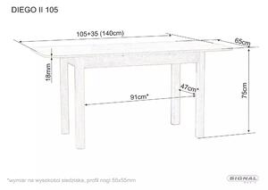 Signal Stôl DIEGO II dub SONOMA 105(140)X65