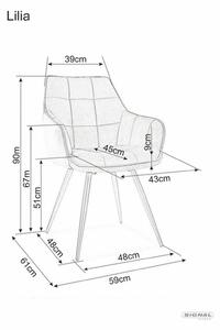 Signal Jedálenská stolička LILIA VELVET čierna konštrukcia/šedá BLUVL 14