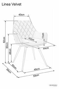 Signal Jedálenská stolička LINEA VELVET čierna konštrukcia/antická ružová BLUVEL 52
