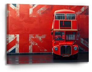 Sablio Obraz Červený poschodový autobus Vlajka - 90x60 cm