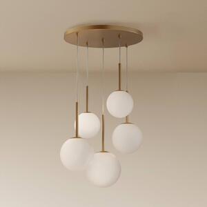 Maytoni závesná lampa Basic form, zlatá, Ø 58 cm 5 svetiel, sklo, Mosadz / zlato, Obývacia izba / jedáleň, Sklo, Moderný, Závesné svietidlo