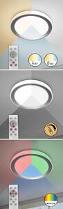 Rabalux 3510 LED stropné svietidlo Everest 1x40W | 3200lm | 2700-6500K | RGB - diaľkové ovládanie, nastaviteľná teplota osvetlenia, pamäťová funkcia, časovač,Wi-Fi, nočný režim, stmievateľné, strieborná