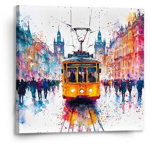 Sablio Obraz Žltá električka Paint - 50x50 cm