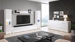 Nábytok do obývacej izby s LED osvetlením ROSARIO XL - lesklý biely / biely