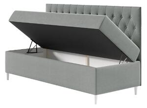 Boxspringová jednolôžková posteľ 80x200 PORFIRO 2 - biela ekokoža / béžová + topper ZDARMA
