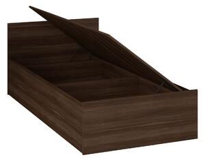 Jednolôžková posteľ s úložným priestorom a matracom 90x200 YURIKO - jaseň tmavý