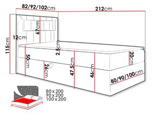 Kontinentálna jednolôžková posteľ 80x200 RAMIRA 1 - biela ekokoža / modrá 1, ľavé prevedenie + topper ZDARMA
