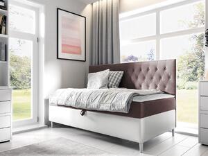 Boxspringová jednolôžková posteľ 80x200 PORFIRO 2 - biela ekokoža / hnedá 2 + topper ZDARMA
