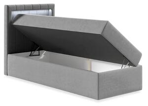 Kontinentálna jednolôžková posteľ 80x200 RAMIRA 1 - biela ekokoža / čierna, ľavé prevedenie + topper ZDARMA