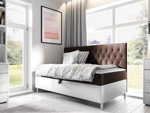 Boxspringová jednolôžková posteľ 80x200 PORFIRO 2 - biela ekokoža / hnedá 1 + topper ZDARMA
