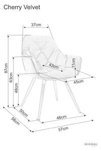 Signal Jedálenská stolička CHERRY VELVET čierna konštrukcia/tyrkys BLUVEL 85