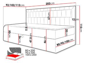 Boxspringová jednolôžková posteľ 100x200 RAMIRA 2 - biela ekokoža / šedá + topper ZDARMA
