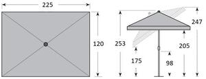 Doppler SUNLINE WATERPROOF 225 x 120 cm – naklápací slnečník šedá (kód farby 827)