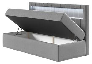 Boxspringová jednolôžková posteľ 80x200 RAMIRA 2 - biela ekokoža / modrá 1 + topper ZDARMA