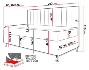 Kontinentálna jednolôžková posteľ 80x200 ROCIO 2 - biela ekokoža / modrá 1 + topper ZDARMA