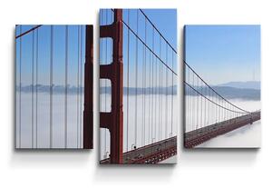Sablio Obraz - 3-dílný Golden Gate v hmle - 75x50 cm