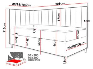 Boxspringová jednolôžková posteľ 100x200 ROCIO 3 - biela ekokoža / béžová, ľavé prevedenie + topper ZDARMA