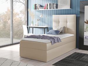 Hotelová jednolôžková posteľ 90x200 ROSALINDE - béžová ekokoža, ľavé prevedenie + topper ZDARMA