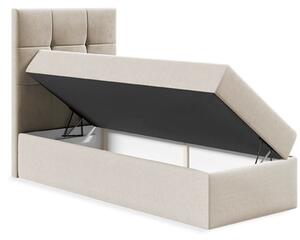 Hotelová jednolôžková posteľ 100x200 ROSALINDE - béžová ekokoža, ľavé prevedenie + topper ZDARMA