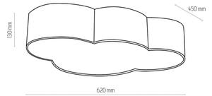 Stropné svietidlo Cloud, ružové, dĺžka 63 cm, textil, oblak, E27