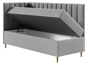 Boxspringová jednolôžková posteľ 90x200 ROCIO 3 - biela ekokoža / čierna, ľavé prevedenie + topper ZDARMA