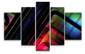 Sablio Obraz - 5-dílný Čierne pásiky - 125x90 cm