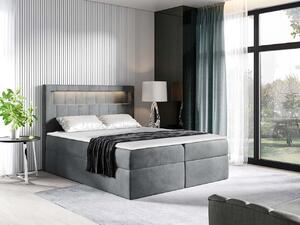 Americká dvojlôžková posteľ 200x200 RODRIGO - šedá + topper a LED osvetlenie ZDARMA