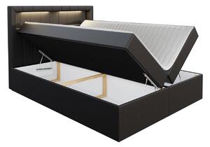 Americká jednolôžková posteľ 120x200 RODRIGO - čierna ekokoža + topper a LED osvetlenie ZDARMA
