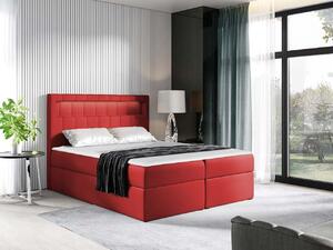 Americká dvojlôžková posteľ 160x200 RODRIGO - červená ekokoža + topper a LED osvetlenie ZDARMA