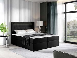 Americká dvojlôžková posteľ 140x200 RODRIGO - čierna ekokoža + topper a LED osvetlenie ZDARMA
