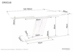 Signal Jedálenský stôl KROKUS, dub wotan / BIELA MATNÁ 120(160)X80 IN