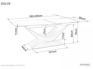 Signal DOLCE CERAMIC jedálenský stôl SIVÝ MRAMOR/ORECH 180(240)X95