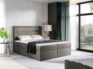Americká dvojlôžková posteľ 200x200 RODRIGO - šedá ekokoža + topper a LED osvetlenie ZDARMA